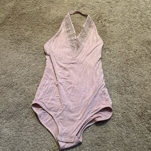 American eagle XS pink lace body suit
